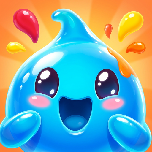 Blob Park app icon: a happy blue water blob with paint splashes